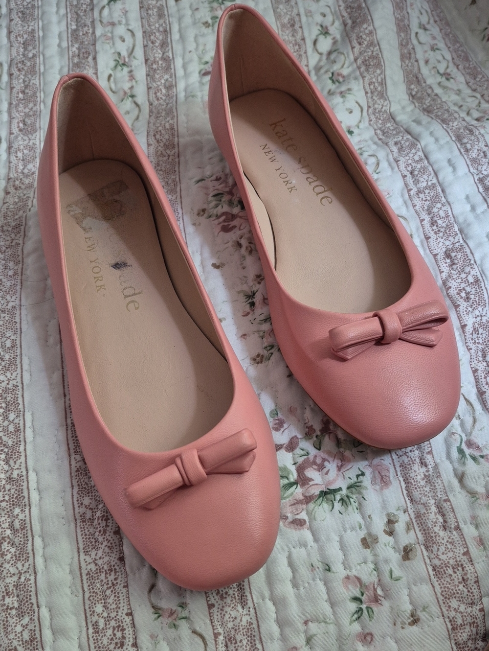 Kate Spade PINK Bow Leather Ballet Flats